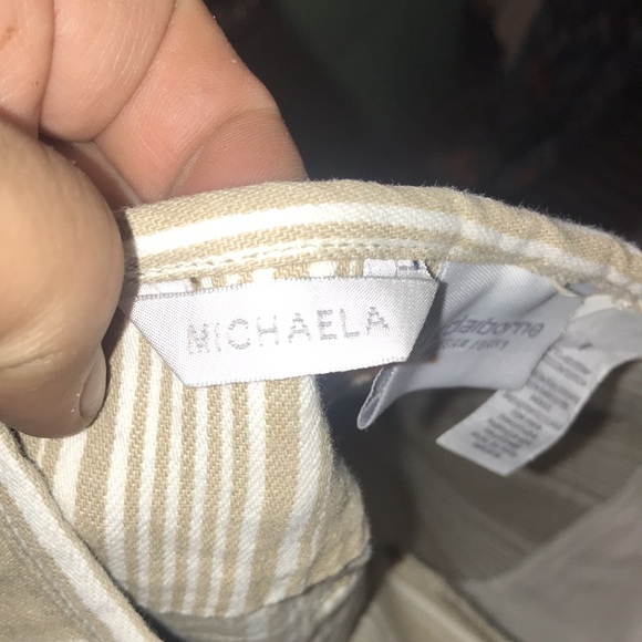 Like NEW Studio Michaela Lizwear Liz Claiborne. Jeans white tan stripped Capri 8 - Picture 10 of 12